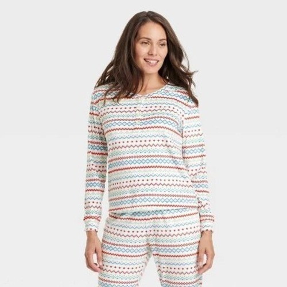 Wondershop Target NWT Pajama Top Long Sleeve Henley Holiday Christmas PJ Medium‎
